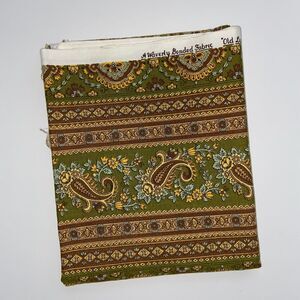 Waverly Vtg Old Lyme Colonial Style Fabric Paisley Green Gold 1 YD 38" x 48"